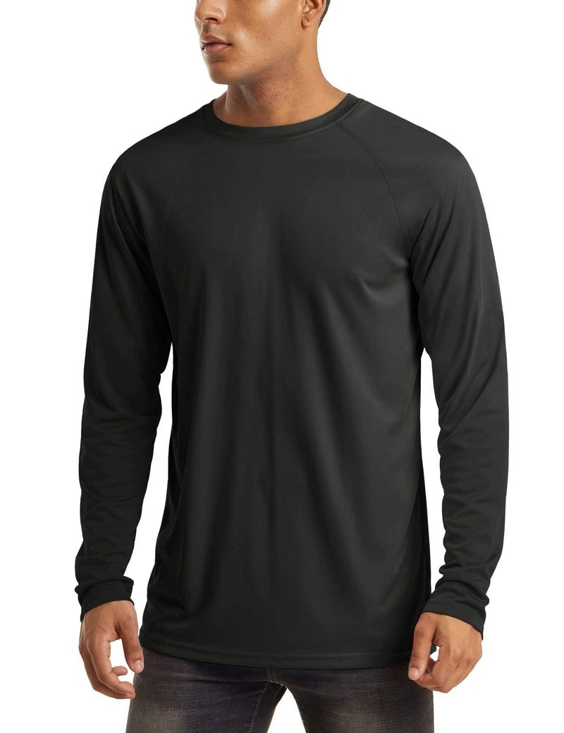 MAGCOMSEN Shirts for Men Long Sleeve Athletic Running Workout UV Sun Fishing Rashguard Hiking Shirt Swim Gym UPF 50 Shirts Black - Image 1